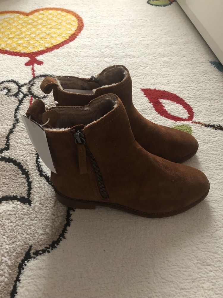 Botine femei H&M noi, piele intoarsa