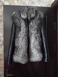 Кожанная куртка,меховая жилетка,Чернобурка мех.