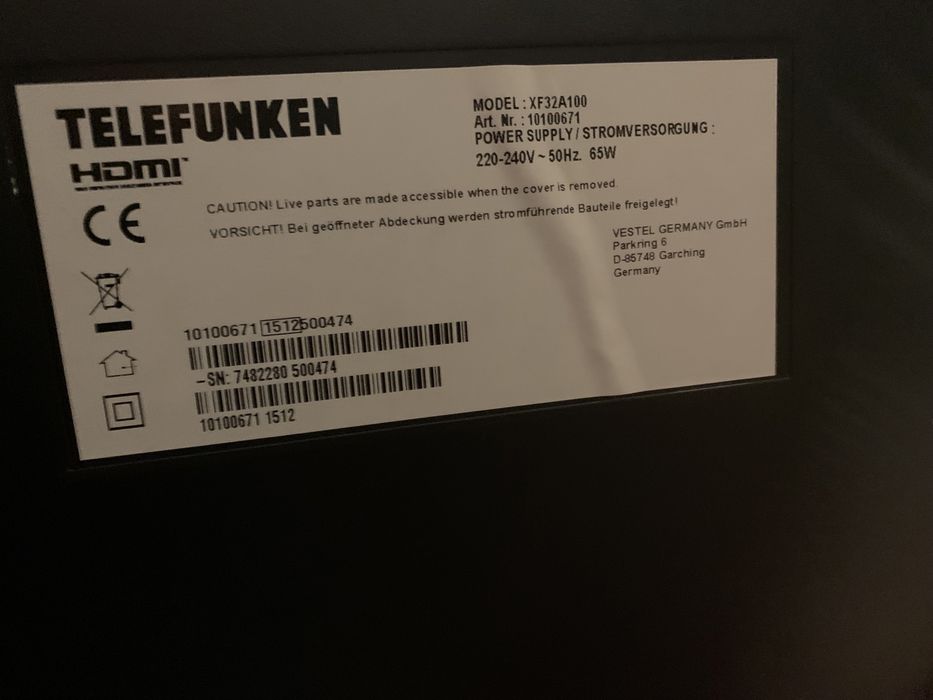 Телевизор Telefunken 32” inch инча