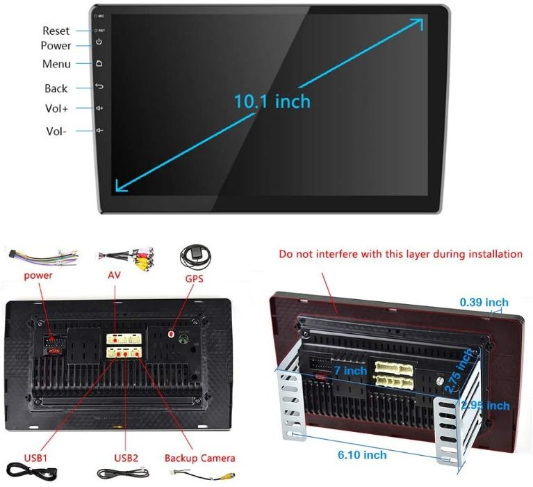 Мултимедия Навигация двоен дин 10 инча  Android 2 din GPS WIFI M.7110G