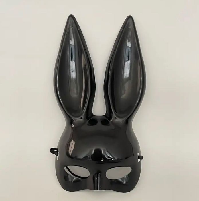 Заешка лъскава маска Черна Нощен клуб Маскарад Хелоуин Парти Маска