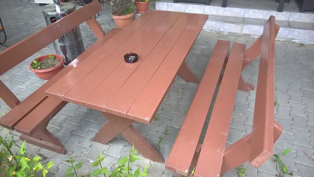 Decoratiuni terasa gradina exterior, set masa scaune lemn fier forjat