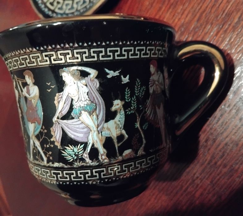 Гръцки чаши за кафе/чай с рисунки, 6 бр.