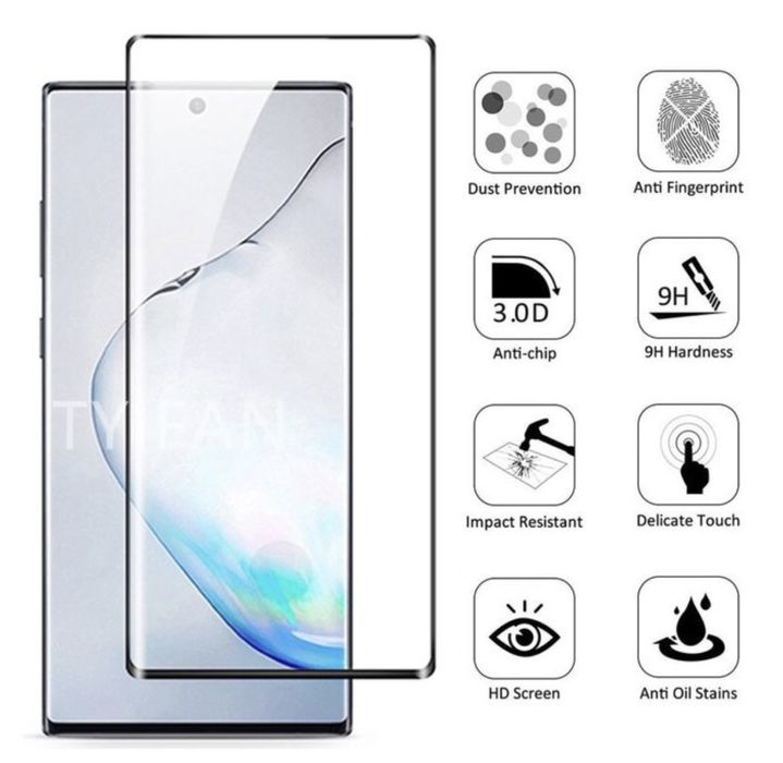 Samsung Note 8 9 10 Plus Folie Sticla Full Adeziv Curbata 3D Edge HDR