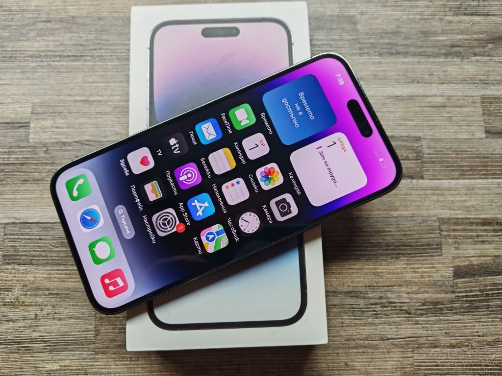 Отличен iPhone 14 Pro Max 5G 128GB Deep Purple