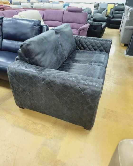 Черен кожен диван двойка - 100 % естествена кожа - телешки бокс