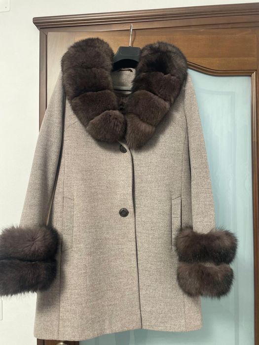 Palton lana casmir blana naturala