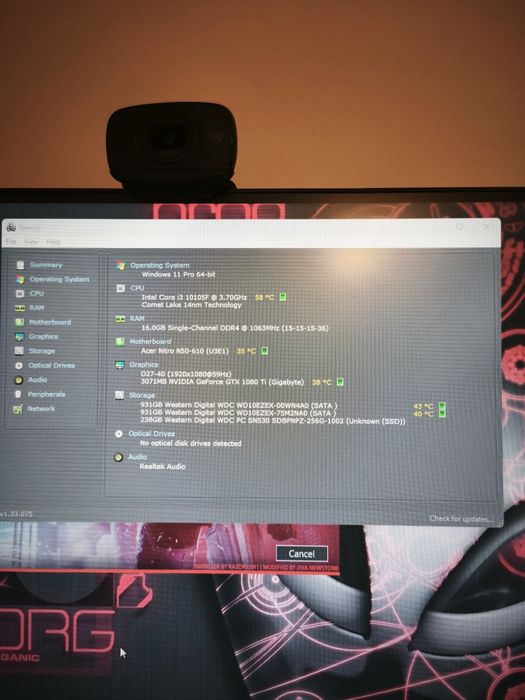 PC gaming Acer nitro n50-610 gtx 1080ti