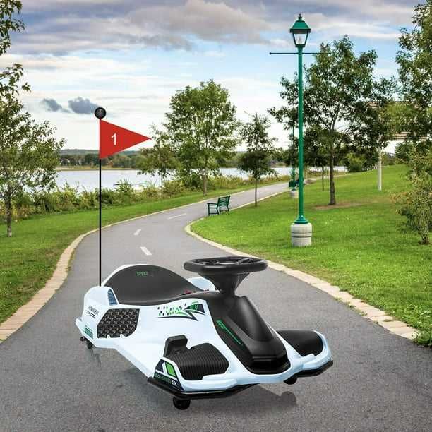 Kart electric Kinderauto BJSX2328 180W 24V cu CASCA, Genuchiere White