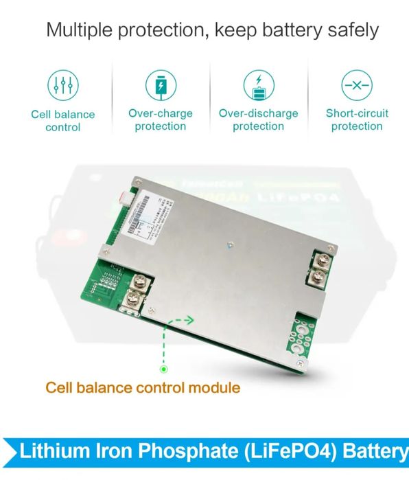 Baterie LiFePO4 12V 200Ah | BMS + LCD | IP55 | Nouă