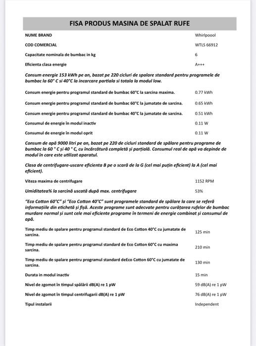 Mașina de spalat Whirlpool