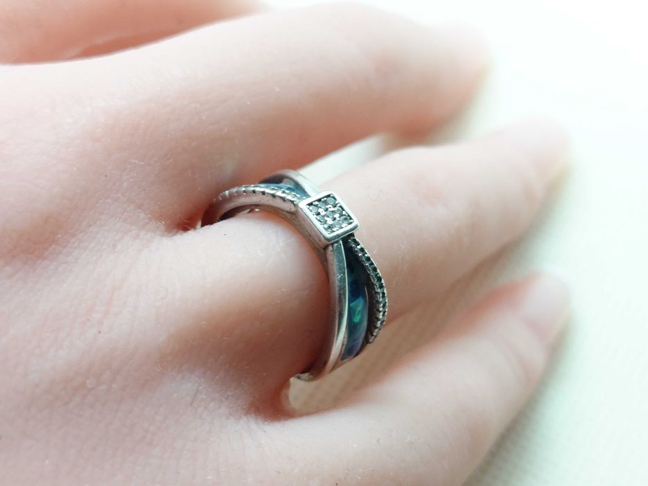 Inel din argint 925 cu scoică abalone și cubic zirconii