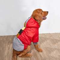 Кучешка дреха Зимно ватирано яке за куче палто с качулка червено