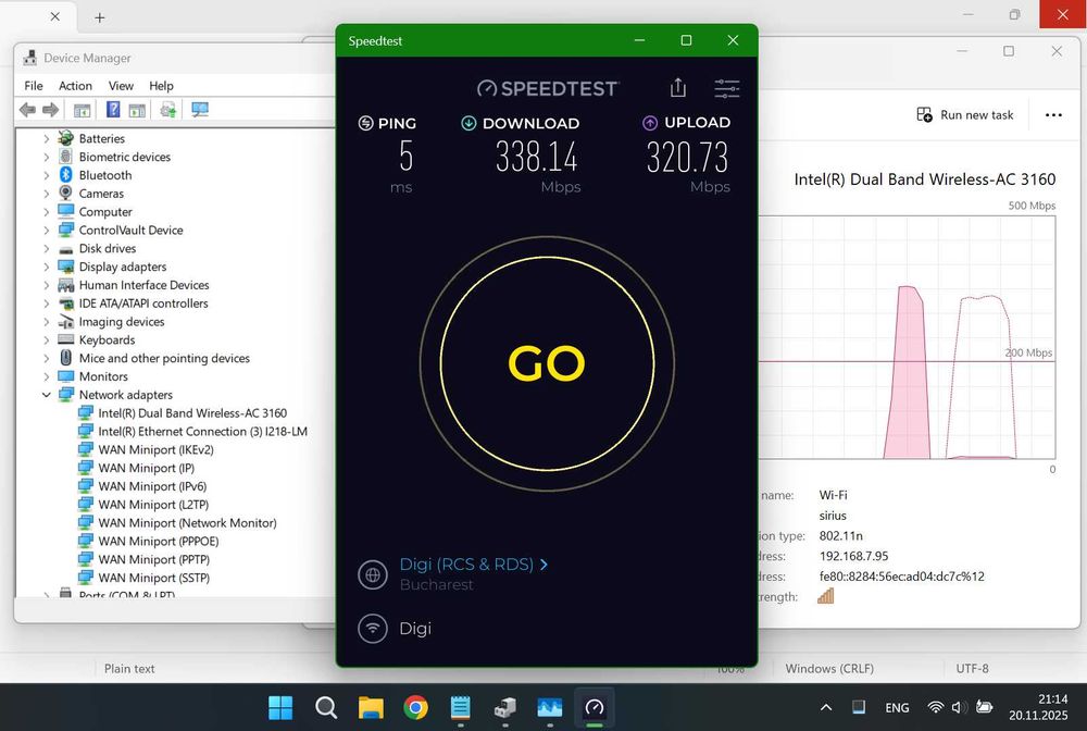 Placă WiFi Intel-3160NGW Dual Band, 1x1, 433 Mbps, Bluetooth 4.0