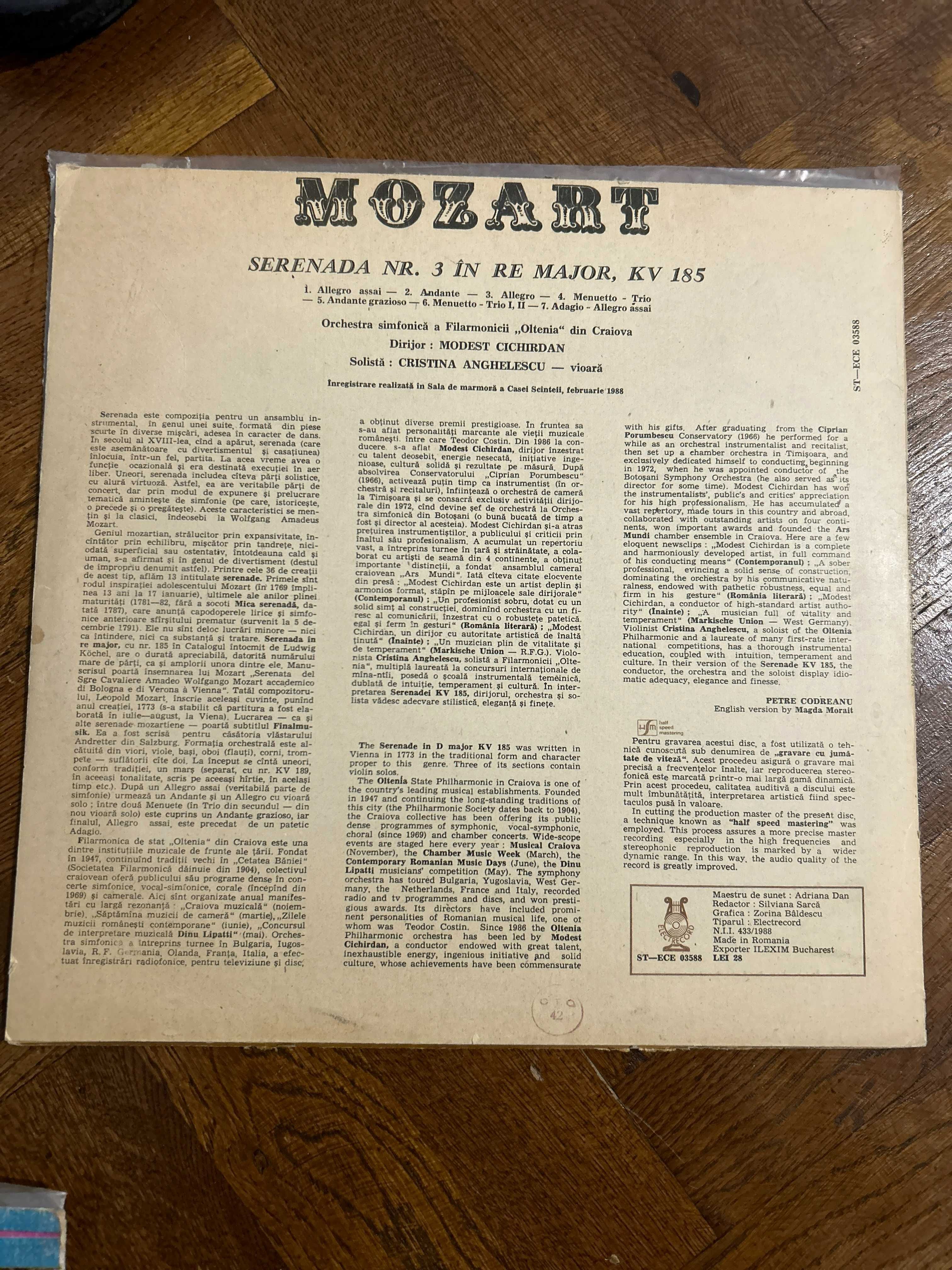 vinil w.a. Mozart Serenade no.3