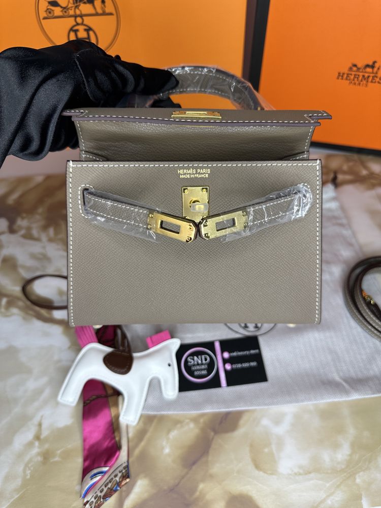 Geanta de lux HERMES Kelly mini 19 20 cm piele naturala 100% cadou (25