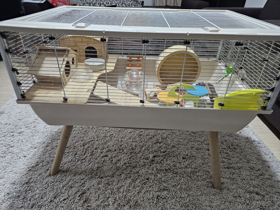 Cușcă Mare Rozătoare (77x47cm) - Echipată COMPLET