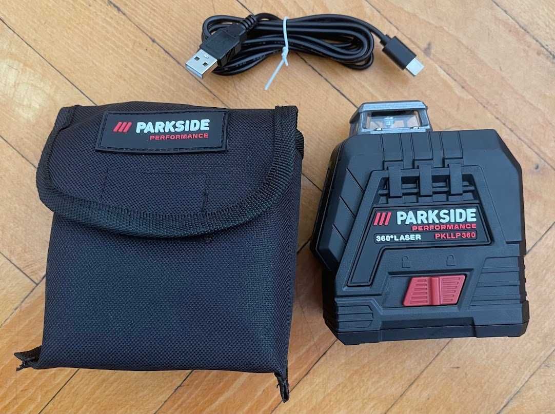 Нов зелен лазерен нивелир Парксайд Parkside внос от Германия с тринога