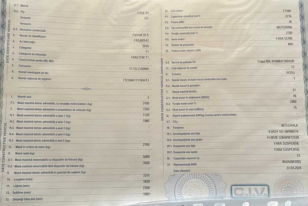 Vand Tractor IH FARMALL 50A cu incarcator frontal din 2016