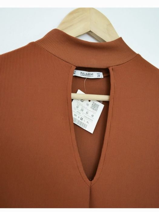 Кафява рокля Pull Bear рипс мини къса