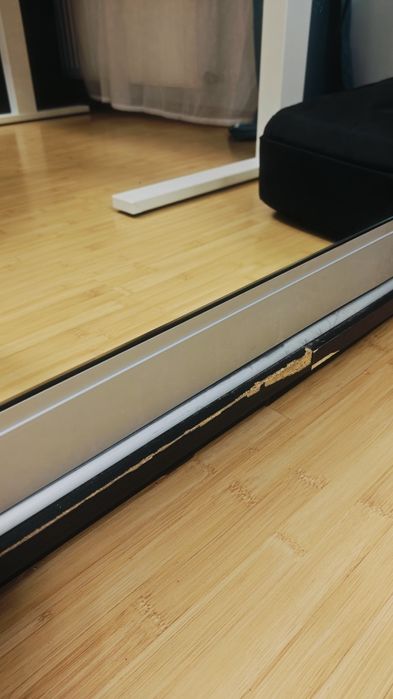 Dulap / Dressing cu uși glisante și oglinzi - 3,35 m - lemn maro