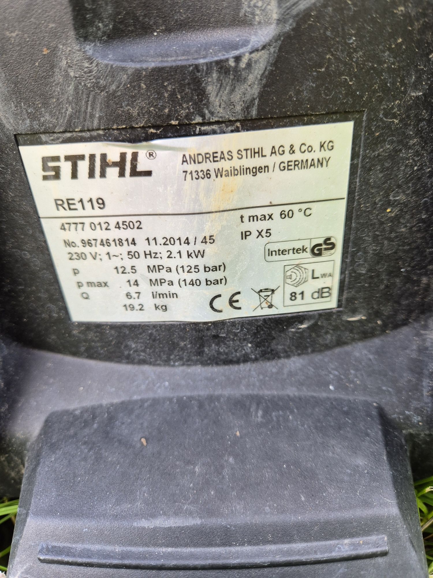 Aparat de spălat cu presiune stihl re119