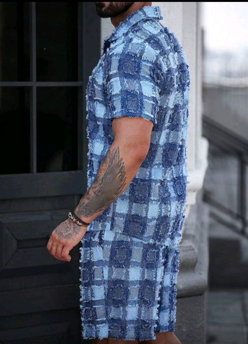 Нови мъжки летени екипи комплект камуфлажни цветове,син Л/Хл