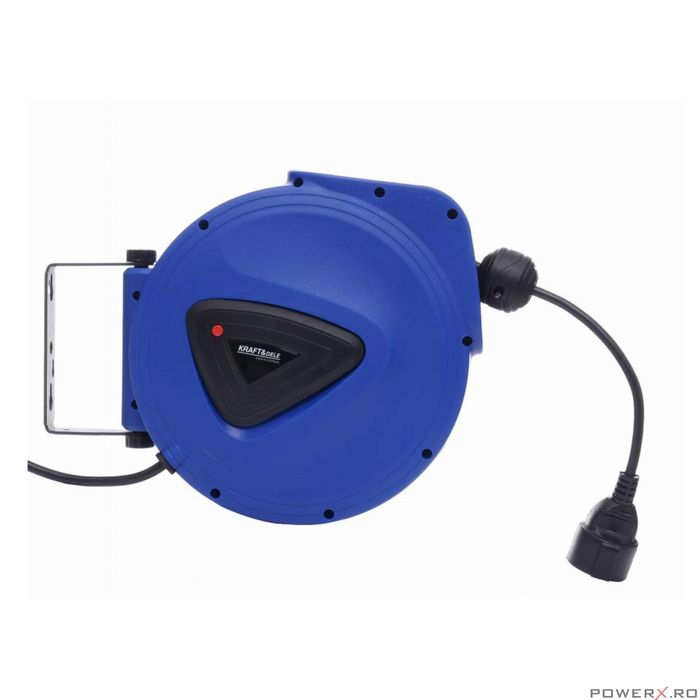 Cablu electric prelungitor, 15 m, pe tambur retractabil, Kraft