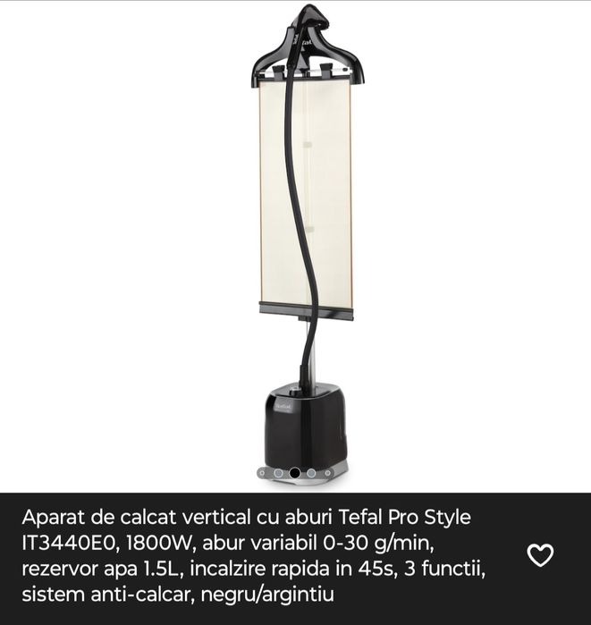 Aparat de călcat vertical cu aburi Tefal,200