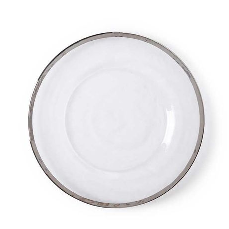 Стъклена подложна чиния  с кант сребро