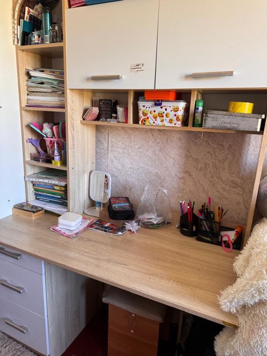 Писменный столик + шкаф Цвет Белый Торг