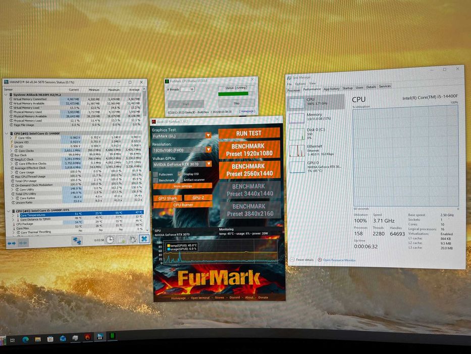 PC Gaming Intel i5-14400F, 10C/16T, 32GB RAM, RTX 3070, SSD 1TB, 800W