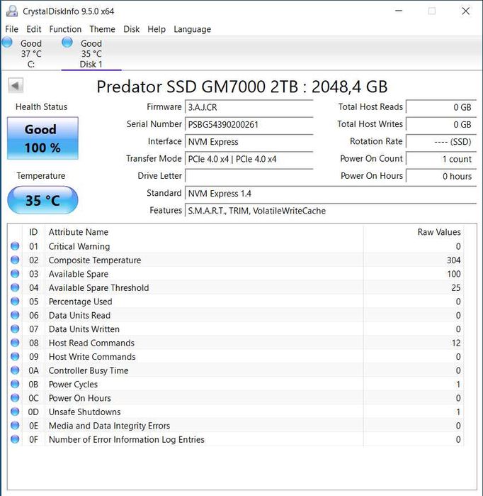 SSD NVMe M.2 2280 Acer Predator GM7000 2 TB NOU