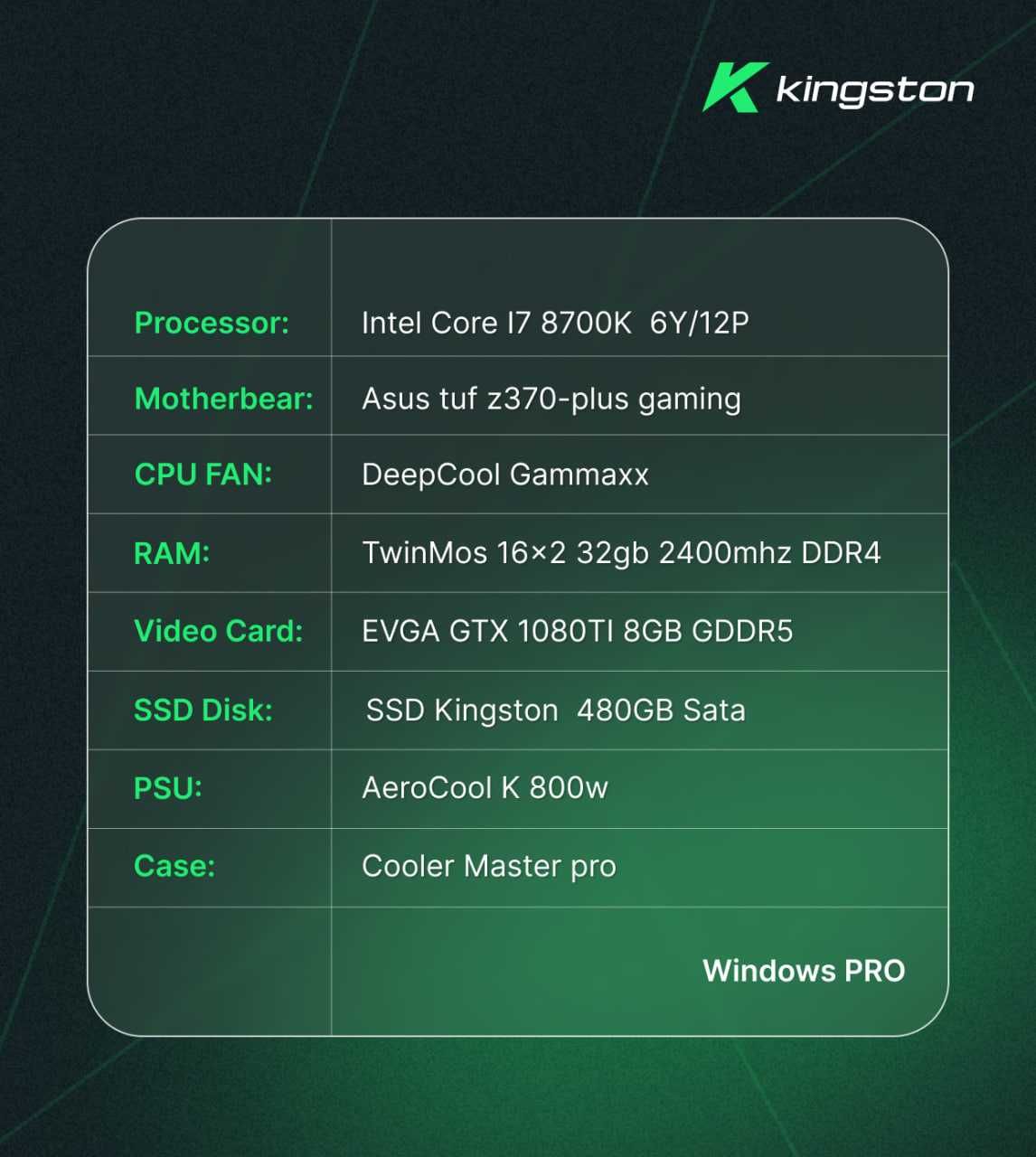 I7 8700K GTX 1080TI