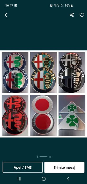 Alfa Romeo -  set emblem si capace -quatrefoil green