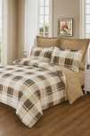 Lenjerie pat bumbac finet 6 piese -model burberry,eleganta si lux