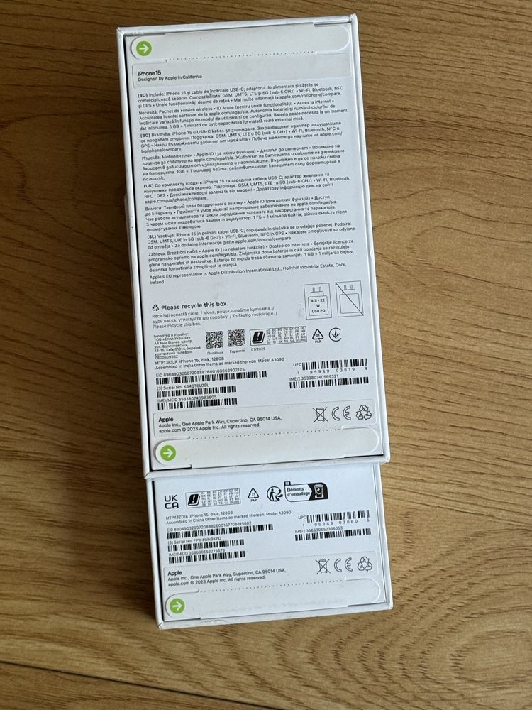 Бартер нови iPhone 15 128 gb pink & blue