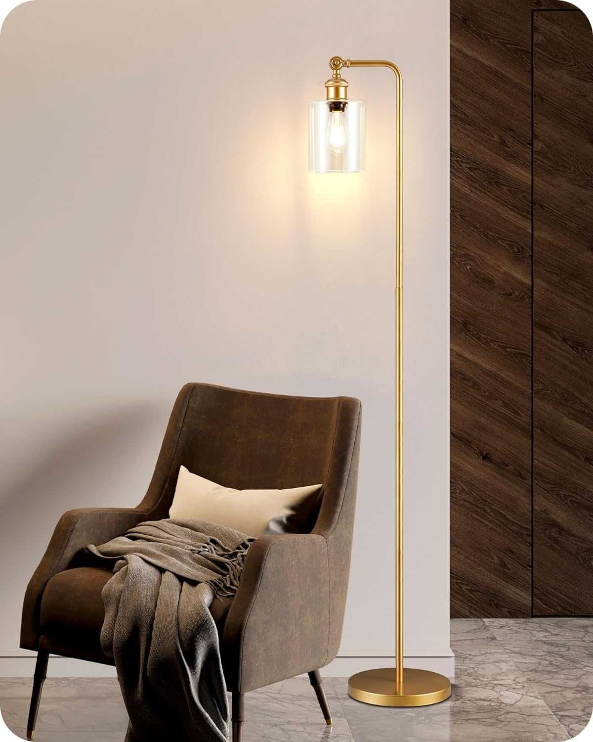 Индустриална подова лампа EDISHINE, 160 см със стъклен абажур, LED,Е27