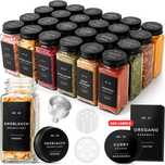 Set 12 borcane patrate pentru condimente,capace etanse din inox, 190ml