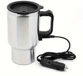 Fierbator Cană electrică auto 12V/24V inox, ideală ceai cafea supa