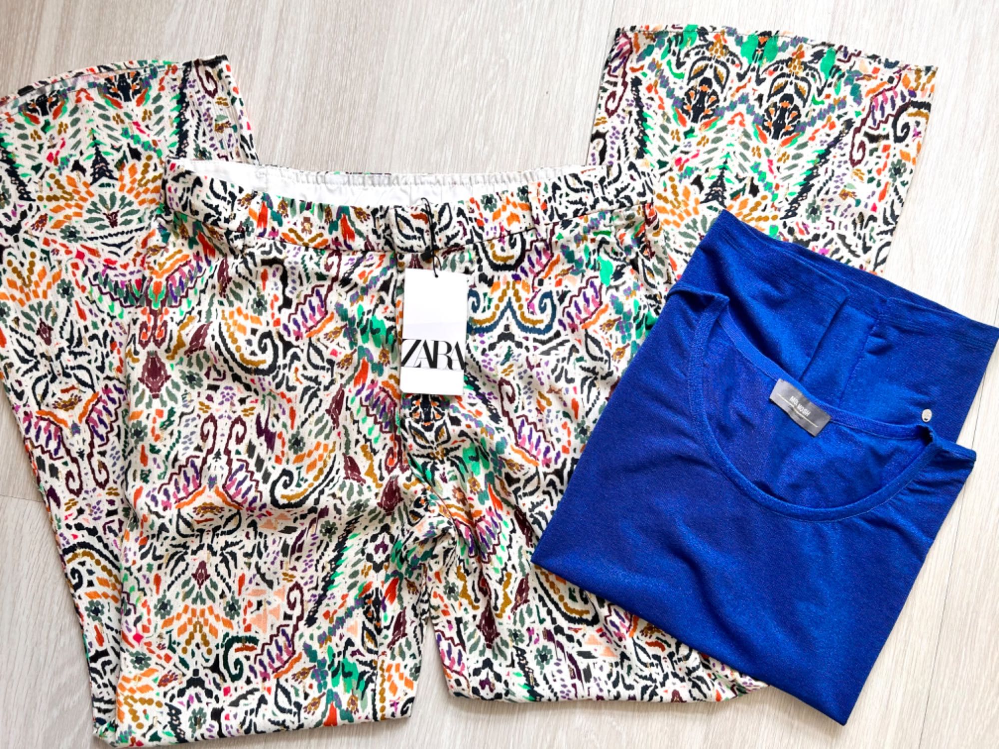 Нов цветен панталон  Zara & топ Mos Mosh
