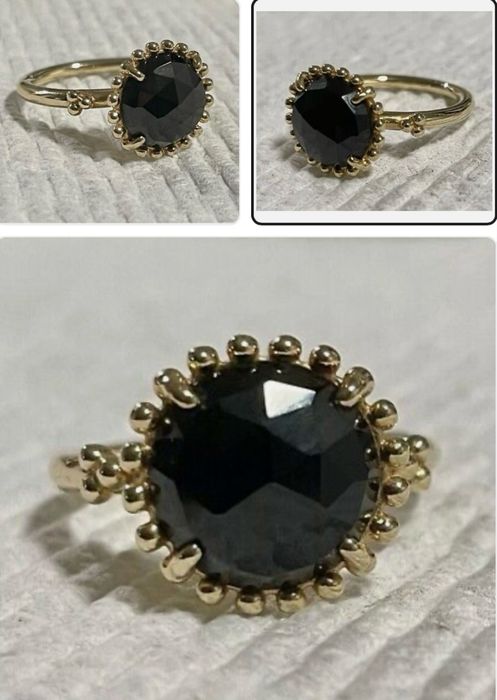 Inel pandora aur black spinel si cercei pandora aur si onyx