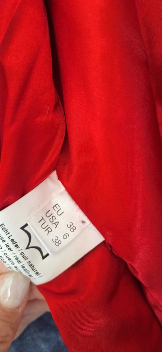 Дамско дълго кожено яке