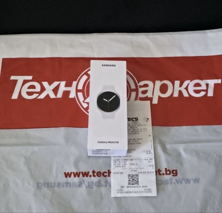 КАТО НОВ 44mm Samsung watch 8 Техномаркет Гаранция 2027 Silver