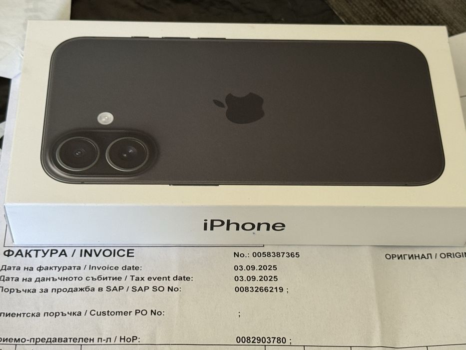 ЗАПЕЧАТАН 128GB iPhone 16 Гаранция 2028г. Black