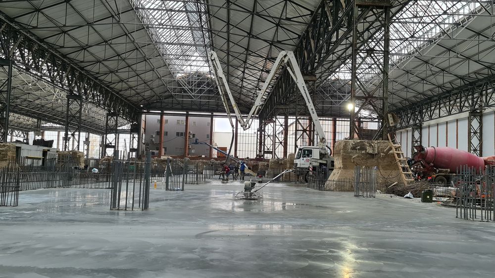 Turnare beton finisat cu elicopter și cuart, Șapa Beton, Periat