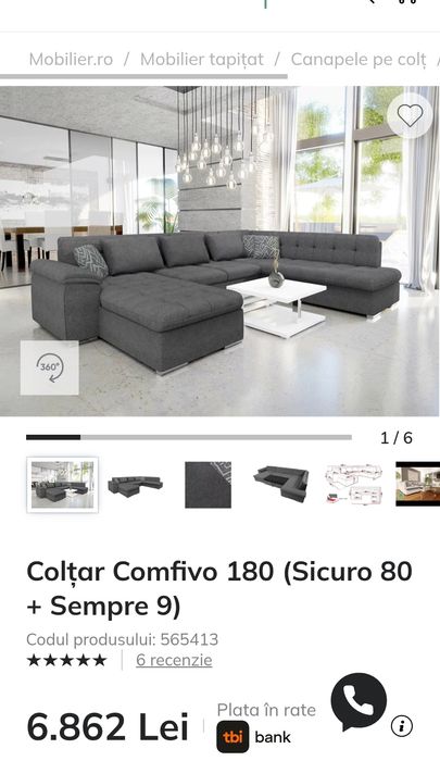 Colțar Comfivo extensibil forma U