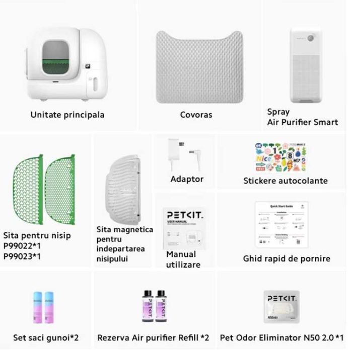 Litiera smart cu autocuratare, PetKit Pura Max 2 / 7L sigilata