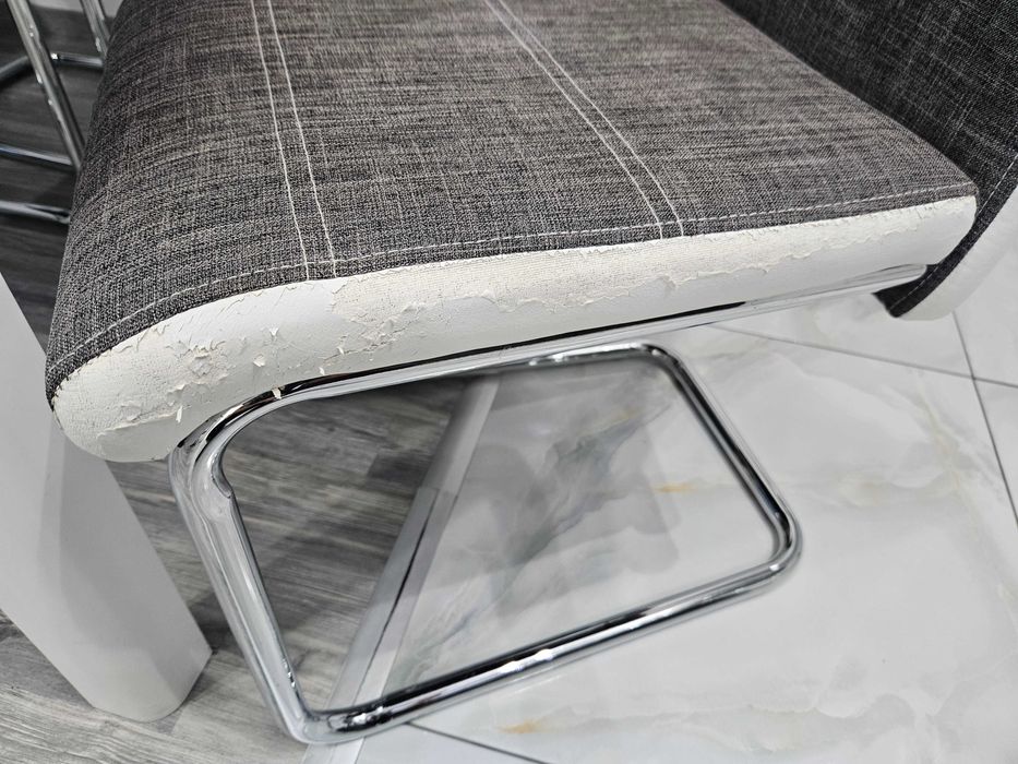 Стилни трапезни столове сиво бели 4 бр. за 80 лв., полукожа