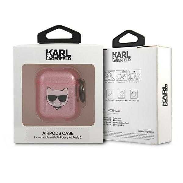 Силиконов калъф Karl Lagerfeld Glitter Choupette AirPods 3, AirPods 2